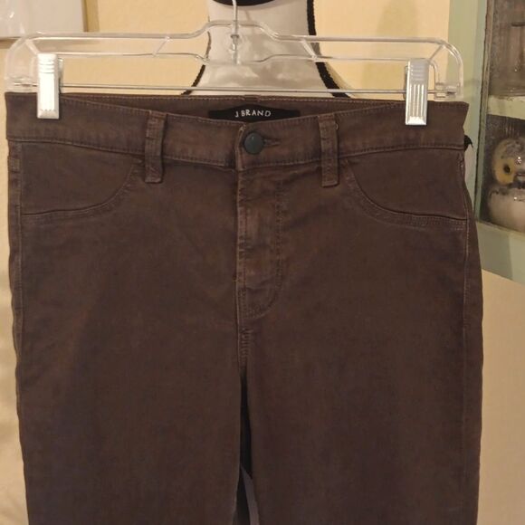 J Brand Mid Rise Super Skinny Jeans In Dark Olive Green - Picture 3 of 15